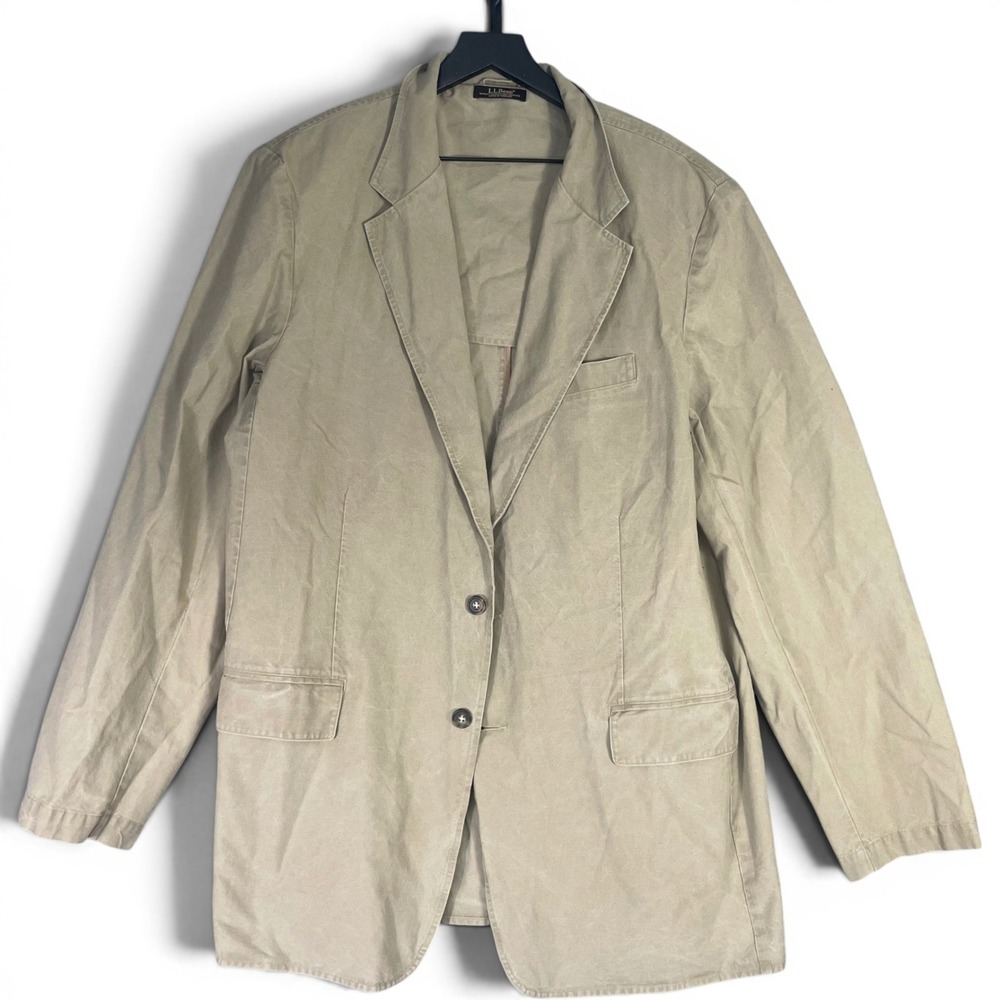 L.L.Bean 0KU59 Mens 44 Khaki Cotton Field Blazer Sport Coat Unstructured